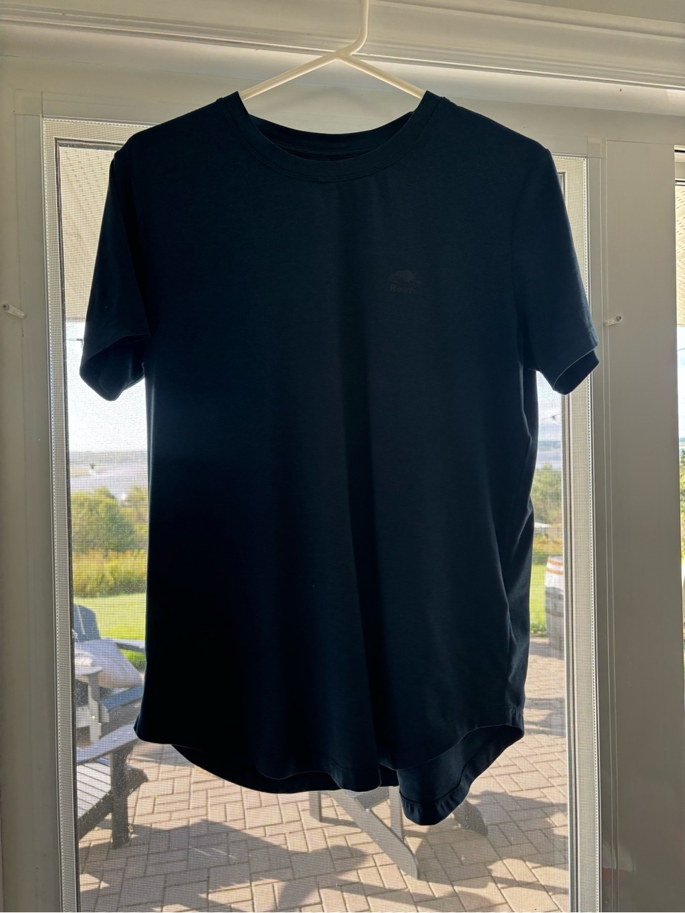 Roots Women Short-Sleeve Crew Tee in Navy size medium